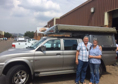 Frits Weber with their AHA Transformer on a Toyota Hilux Double Cab, collected at the AHA Outdoor Systems factory, 2018.