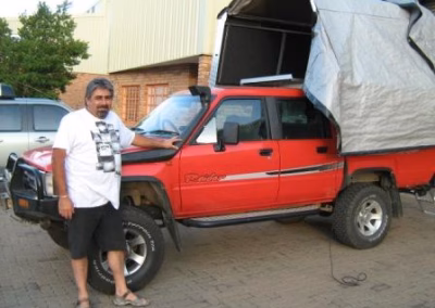 George and Vicky Dewing with their AHA-45 on a Toyota Double Cab, collected at the AHA Outdoor Systems factory, 2010.