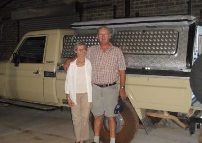 Heinrich Mulke with their AHA-45 on a Toyota Land Cruiser Single Cab, collected at the AHA Outdoor Systems factory, 2011.