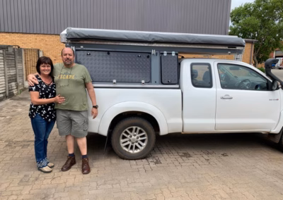 Pieter and Merie Denysschen with their AHA Transformer, collected at the AHA Outdoor Systems factory, 2012.