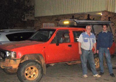 Rendert Drenth with their AHA-45 on a Toyota Double Cab, collected at the AHA Outdoor Systems factory, 2012.