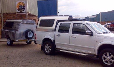 Tooi Du Toit with their AHA-45 on a Isuzu KB 300 Double Cab, collected at the AHA Outdoor Systems factory.