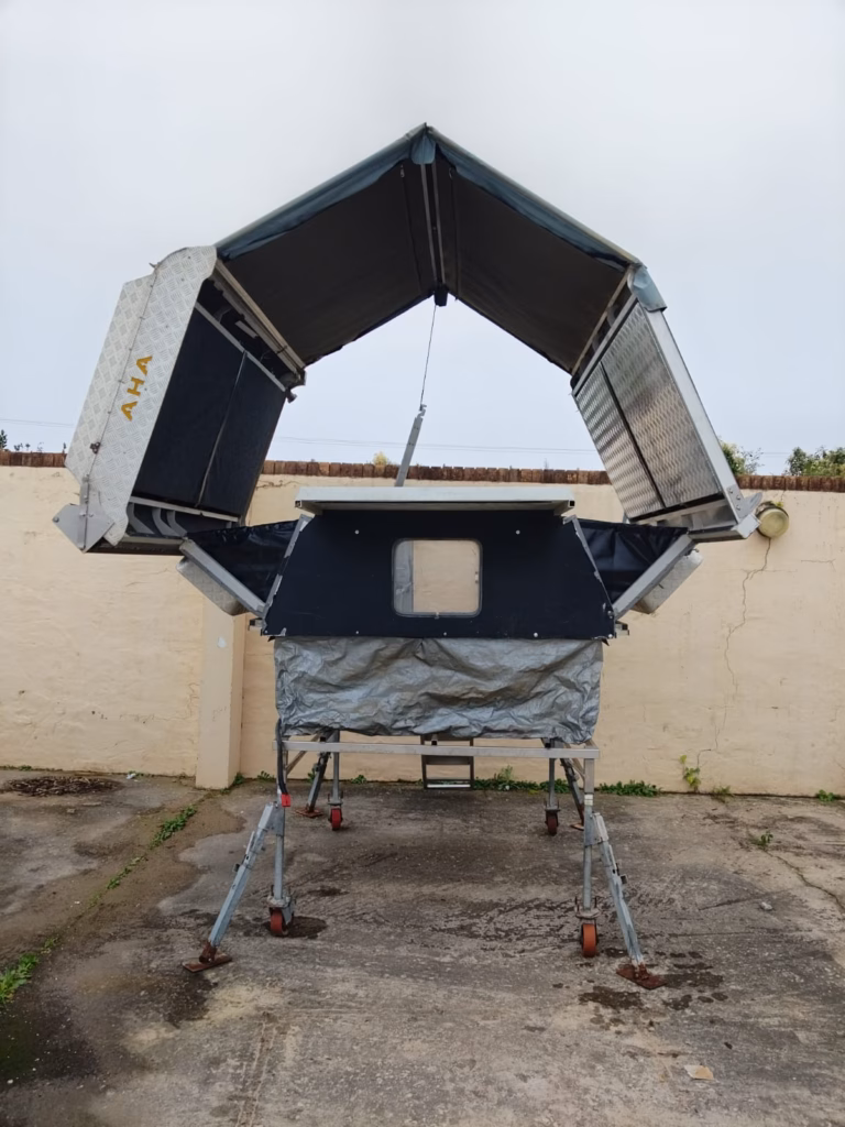 Front of a pre-owned 2015 AHA-45 standing open on its slide-on frame.
