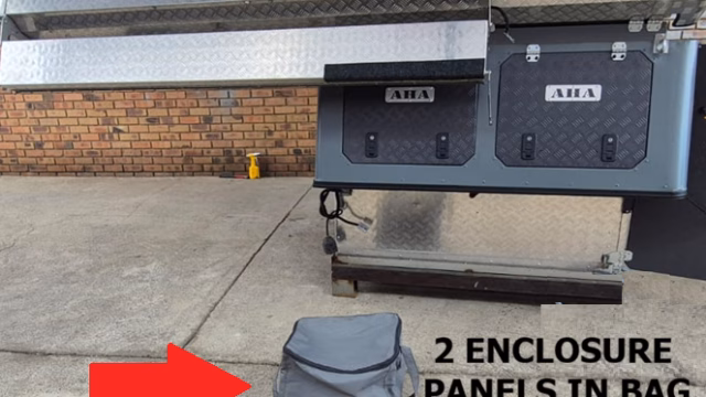 Two awning enclosure panels supplied with a pre-owned 2023 AHA Transformer.