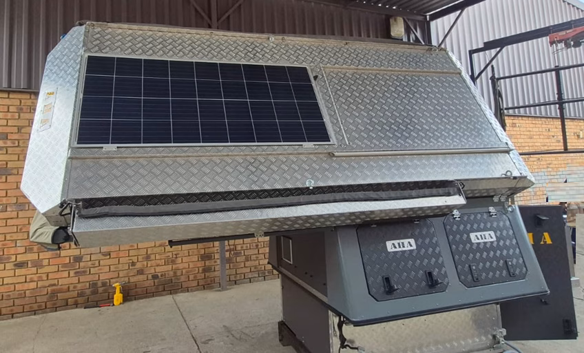 Roof and sun panel seen from the left hand side of a 2023 AHA Transformer.