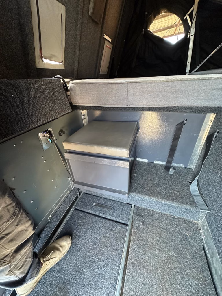 Chemical toilet in its box inside the Transformer.
