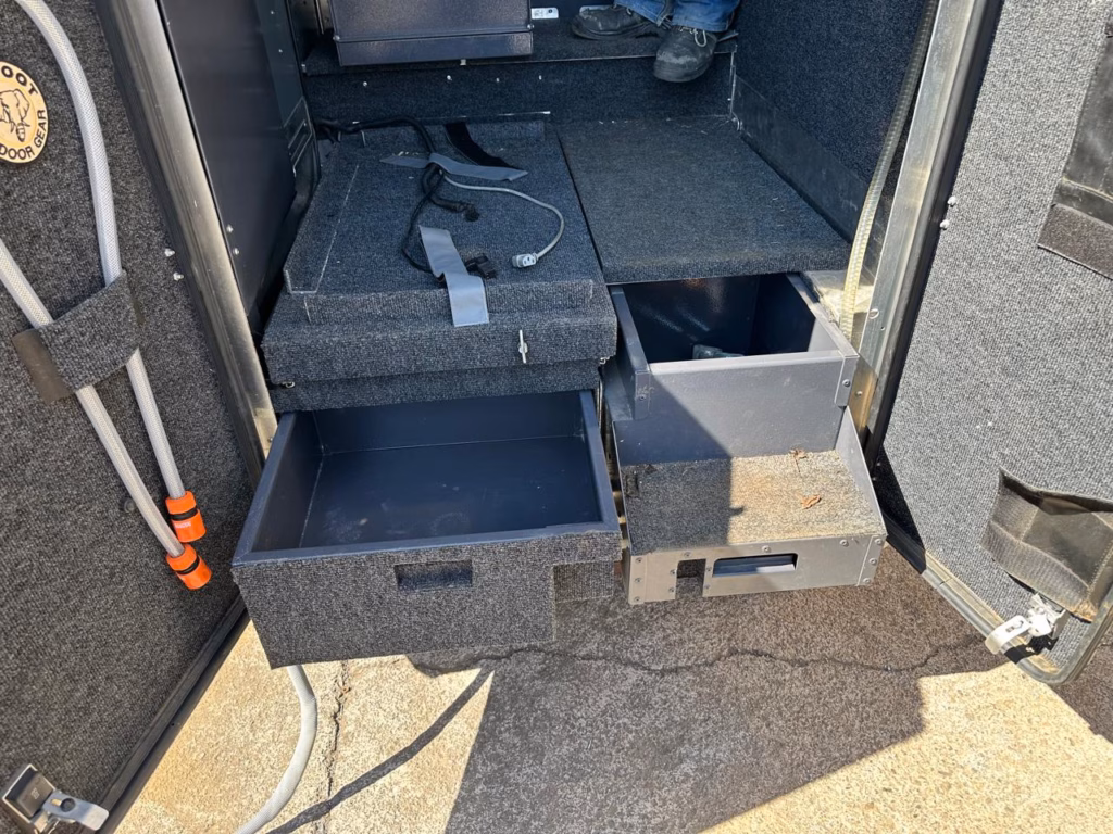 Storage box for pots and pans in a 2025 AHA Transformer.