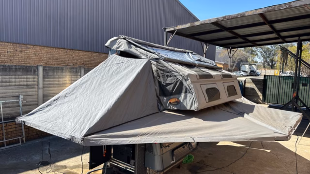 Left hand side awning extended from a 2025 AHA Transformer.